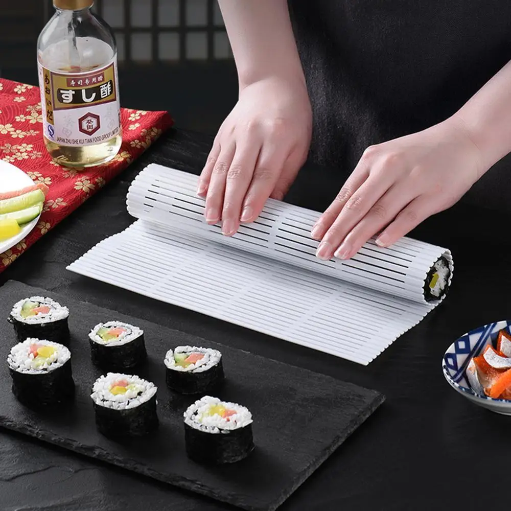 DIY Silicone Sushi Roller Mats Washable Reusable Sushi Roll Mold Mat DIY Food Rolling Rice Rolling Maker Cake Roll Pad