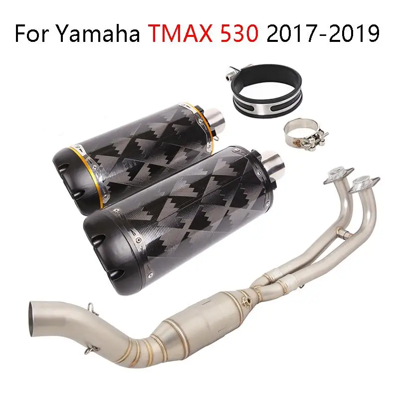 

For Yamaha TMAX 530 2017-2019 Motorcycle Full Exhaust System Front Link Pipe Slip On Muffler Escape DB Killer Stainless Steel