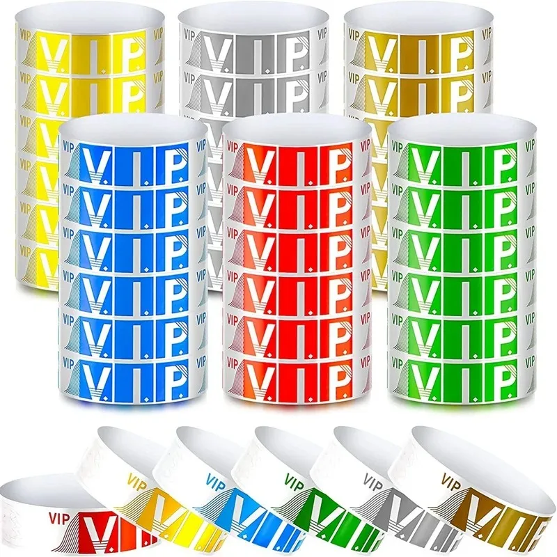 Lot de 600 bracelets en papier VIP, bracelets VIP imperméables, bracelets VIP de couleur néon, variés pour événements et fêtes
