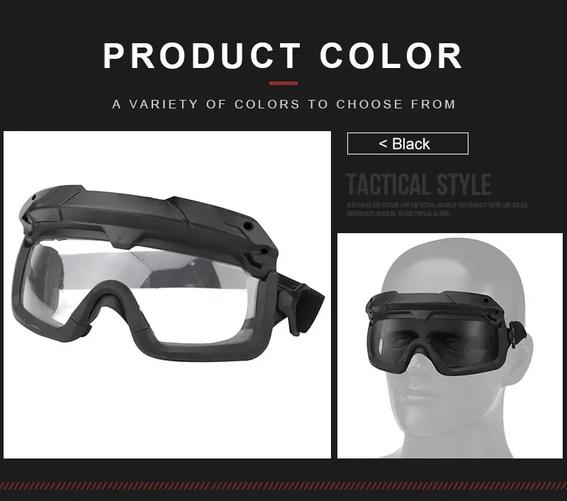 Tactical Glasses 2 Modes Airsoft Goggles Riding Eye Protection for Hiking Paintball Hunting Shooting Eyewear for FAST Helmets