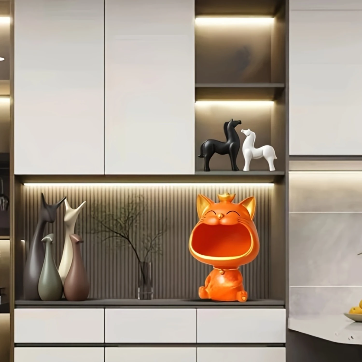 Decoração de estátua de gato fofo, estatueta de ornamento de gato, caixa de joias, decoração estética de quarto, decoração, acessórios de cozinha, decoração de banheiro
