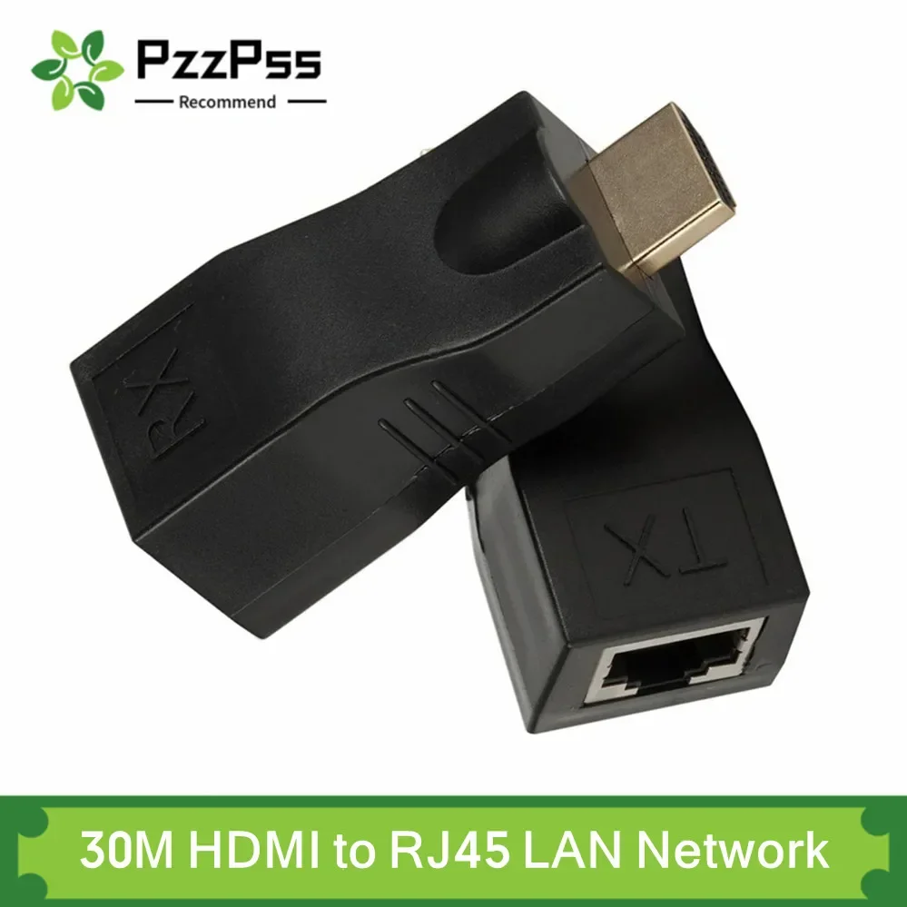 PzzPss 4K HDMI-kompatybilny przedłużacz do RJ45 LAN rozszerzenie sieci TX RX Cat5e CAT6 kabel Ethernet 30M dla PS3 HDTV HDPC DVD STB