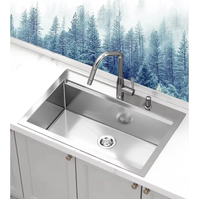 

Stainless Steel Single Bowl Kitchen Sink with Modern Faucet, Undermount Design, Easy - Clean, Ideal for Contemporary Kitchens