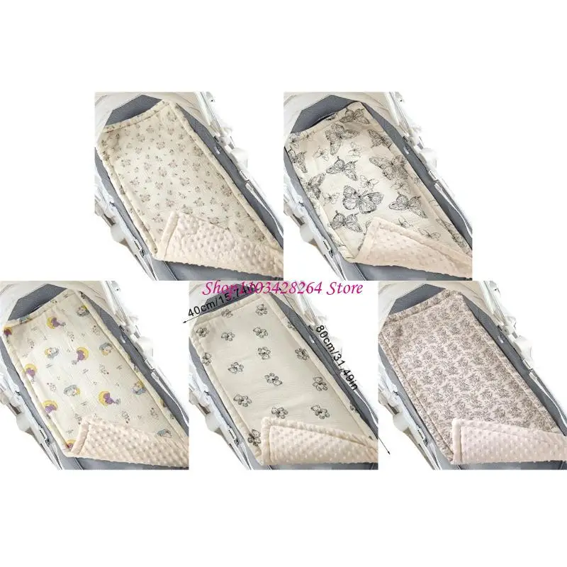 Baby Strollers Cushion Seats Liner Mattress Double Sided Soft Cushion Breathable Pram Carriage Pad with Printed Pattern