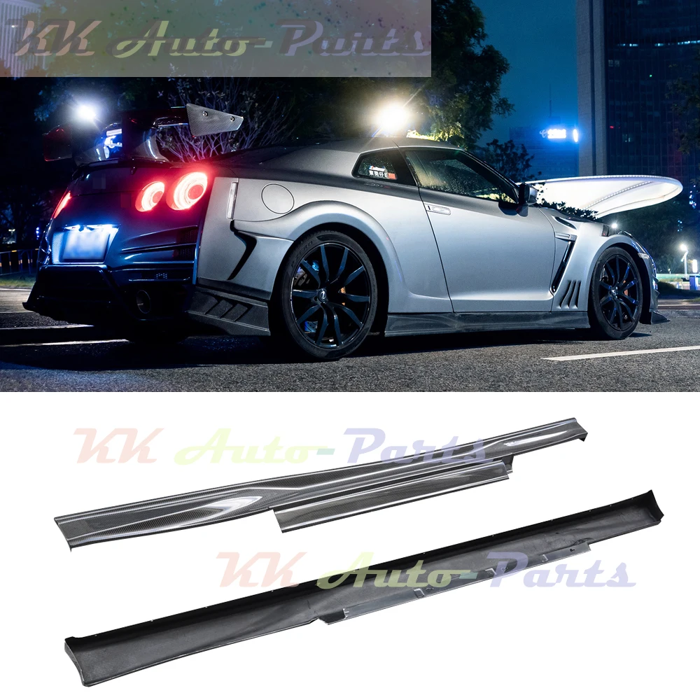 

Carbon Fiber Side Skirts Extension Chin Lip Aprons Splitter Spoiler Cover For Nissan GTR R35 2009-2019 TOP Auto Tuning