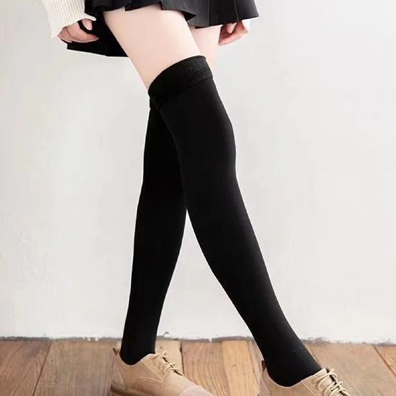 جديد جوارب عالية في الركبة طالب Sockslady 1 زوج JK بنات كلية نمط القطن جوارب سوداء سميكة #3