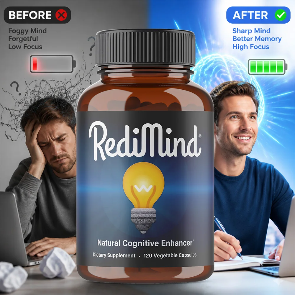 RediMind Natural Cognitive Enhancement Supplement, , 120 Capsules, with Ginkgo Biloba, Bacopa Monnieri, Non-GMO, Gluten-Free