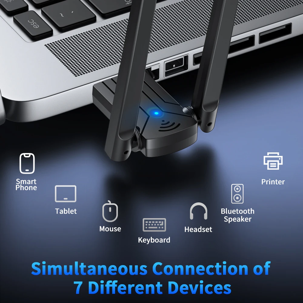 ZEXMTE Long Range USB Bluetooth Adapter for PC 5.4 USB Bluetooth Dongle with High Gain Antenna, Wireless Bluetooth Receiver