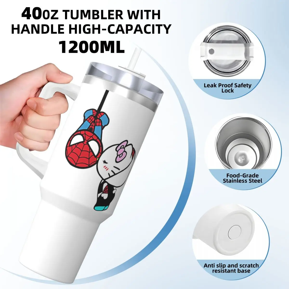 Stainless Steel Tumbler Spider-Man Coffee Mug Japanese Sanrio Hello Kitty Keep Heat Cold and Hot Mugs Cup Travel Water Bottle