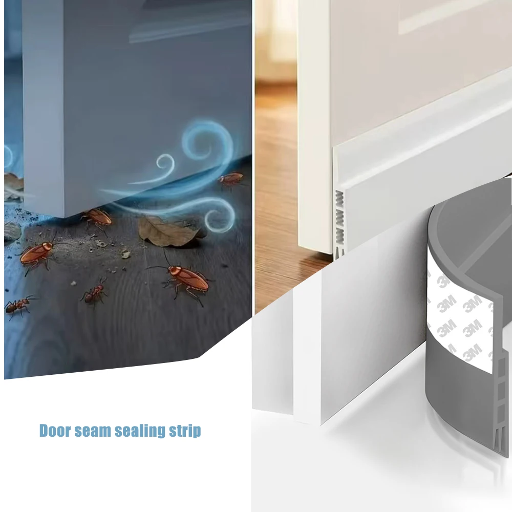 Self Adhesive Door Bottom Seal Strip Dustproof Waterproof Sound Insulation Windproof Bedroom Door Gap Blocker Under Door Weather