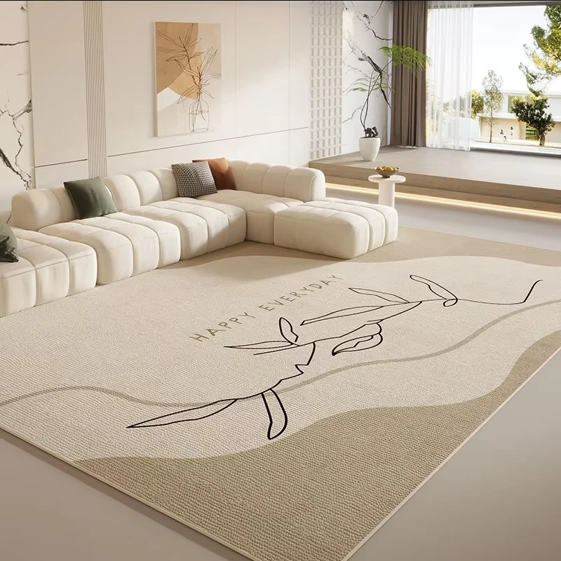 VIKAMA Teppich, Wohnzimmer- und Schlafzimmer-Bodenmatte, Luxuriöser Hochwertiger Creme-Sandgestrahlter Teppich, Studienteppich, Heimdekoration – Detail 3