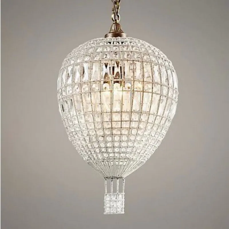 American Luxury Crystal Pendant Lights French Balloon Suspension Lights Loft Indoor Home Decorative Light in Baby's Room Bedroom