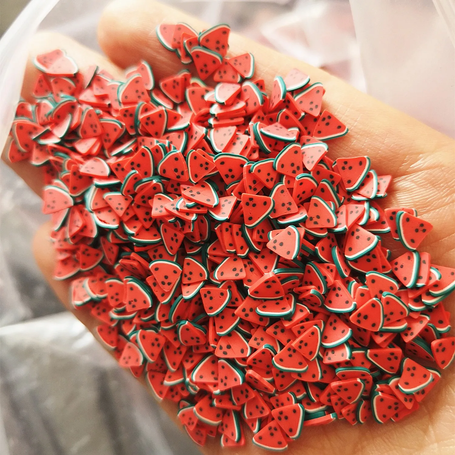 20g 5mm /10mm Liebe Polymer Clay bunte Herzen Frucht für DIY Handwerk winzige süße Accessoires verschiedene Designs – Detail 5