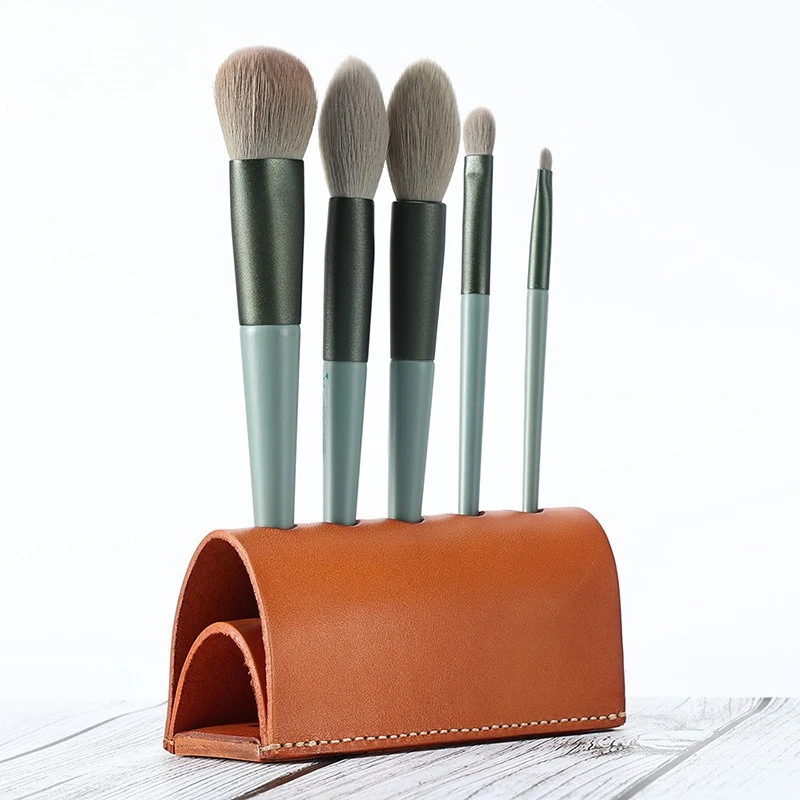 Leather pen holder, multifunctional handmade makeup brush storage ornament