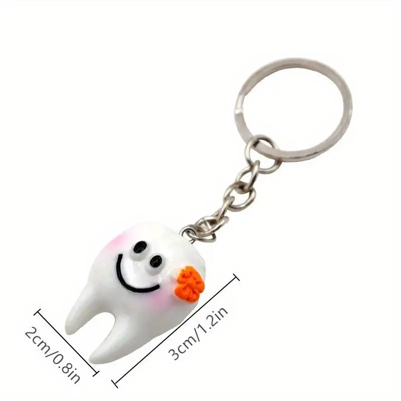 10pcs Dental Teeth Shape Model Simulation Tooth Key Chain Fashion Cartoon Lovely Gift Pendant Cute Teeth Key Chain Decoration