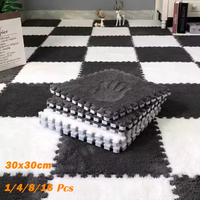 1/4/8/16Pcs Plush Puzzle Foam Floor Mat EVA Foam Puzzle Carpet Bedroom Living Room Decoration Interlocking Area Rugs 30*30CM