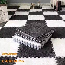 1/4/8/16Pcs Plush Puzzle Foam Floor Mat EVA Foam Puzzle Carpet Bedroom Living Room Decoration Interlocking Area Rugs 30*30CM