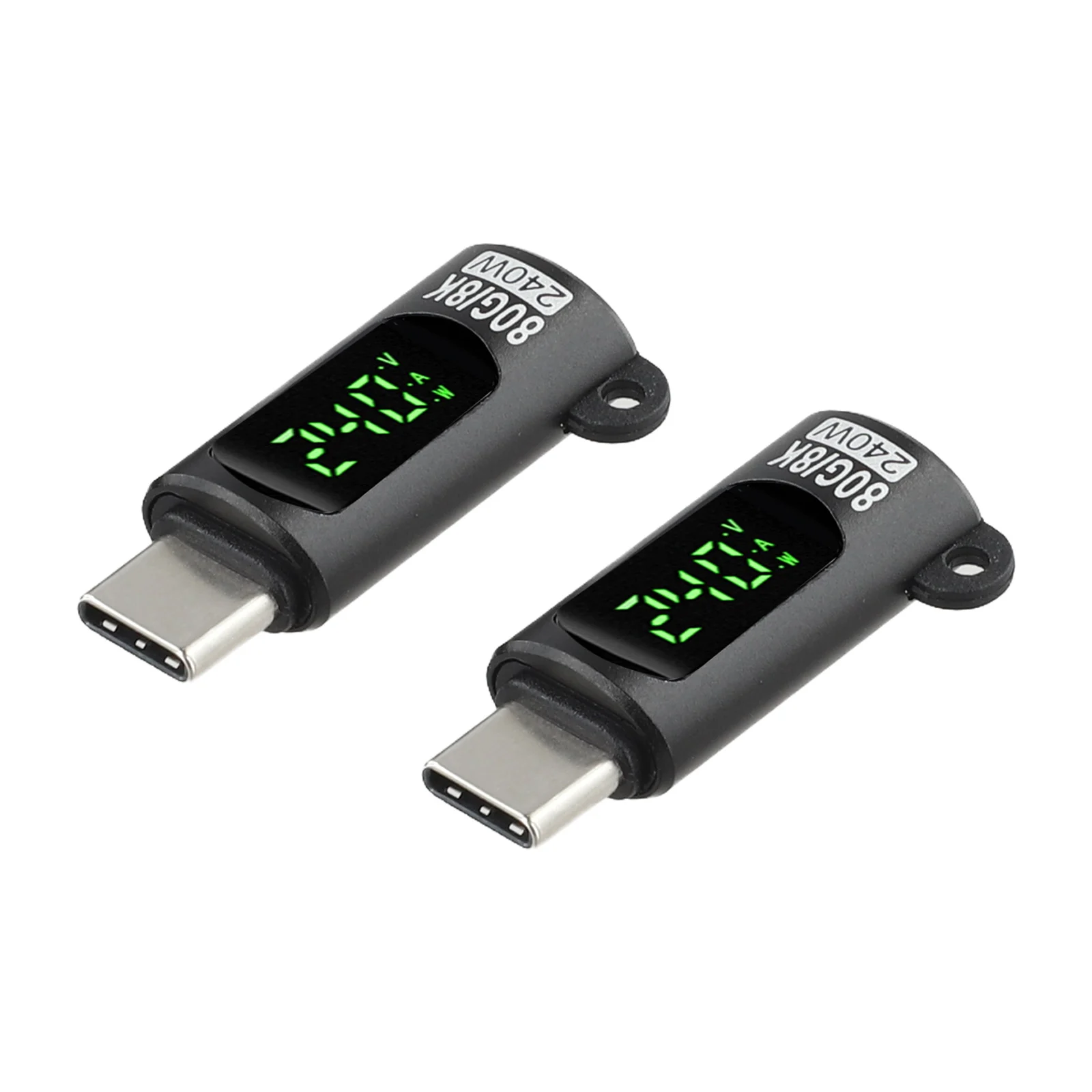 240W USB C Tester 2 Pack with LED Display for Power Voltage Current Monitoring and 8K 60Hz for video Transmission Support