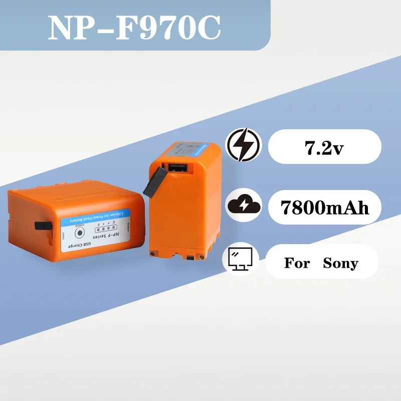 

High Capacity Replacement Battery NP F970C With LED Indicator And Type C Port For Sony MC1500C 190P 198P 7.2V 7800mAh