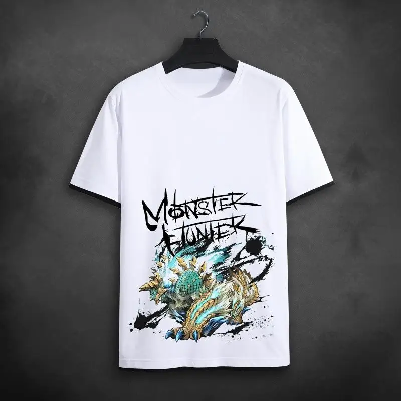 Monster Hunter World Odogaron Grafik-T-Shirt, Bloodhound Wyvern Kunstdruck, weißes Baumwoll-T-Shirt für Gamer und Anime-Fans – Detail 10