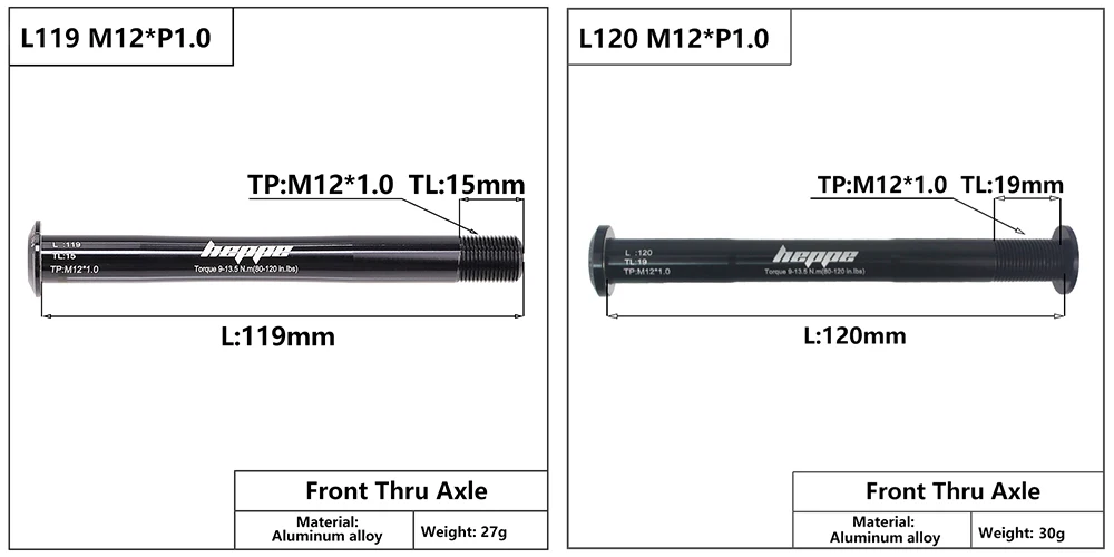 HEPPE MTB Rennrad Steckachse Vorderradgabel Welle Spieße Hinterradnabe Steckachse 12x142/148 12x100/110 Fahrrad Barrel Achse M12xP1,0/1,5 – Detail 2