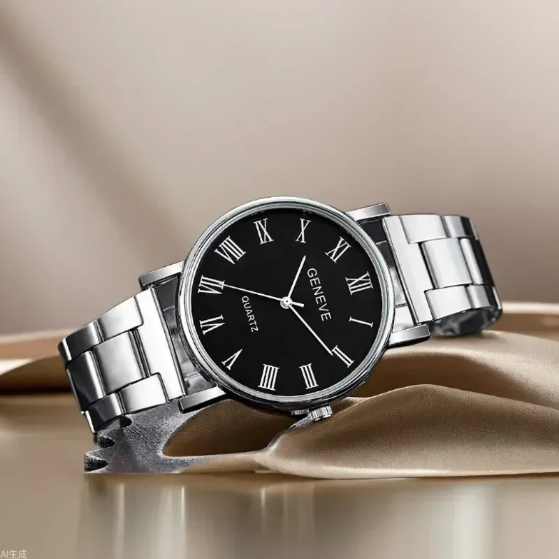 하이 퀄리티 남성용 럭셔리 실버 스테인레스 스틸 쿼츠 손목 시계, 남성용 비즈니스 시계, 패션 시계
