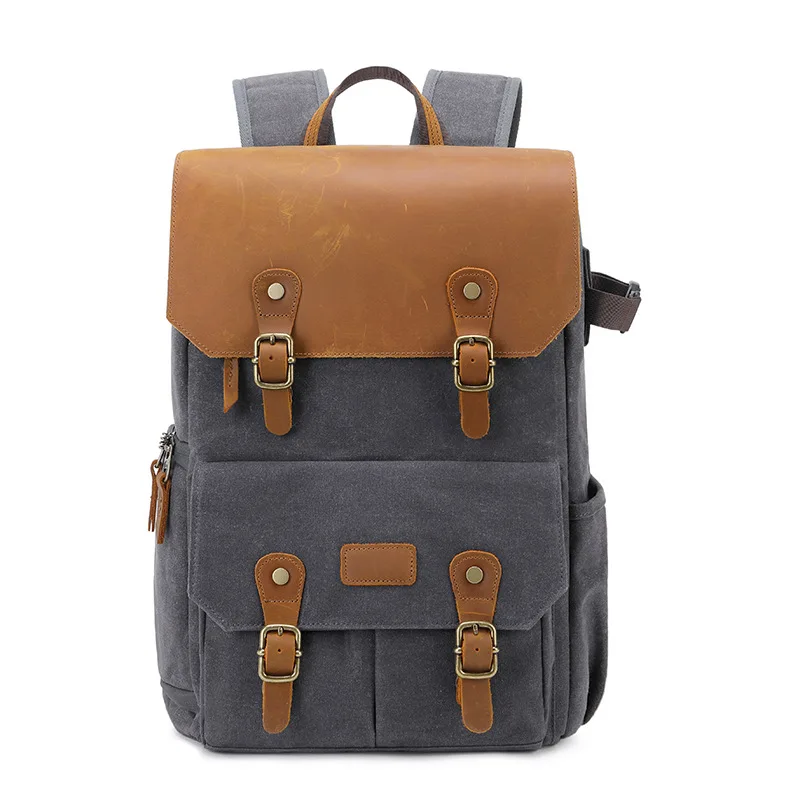 SLR double shoulder camera bag, waterproof and anti-theft large-capacity canvas, photography backpack c.