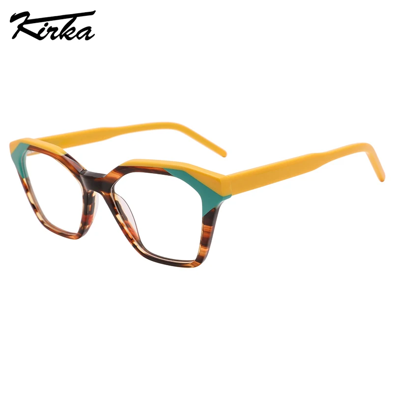 

Kirka Female Acetate Cat Eye Laminating Bending Piece Optical Frames Prescription Rectangle Lens Wide Temples Glasses WD4227