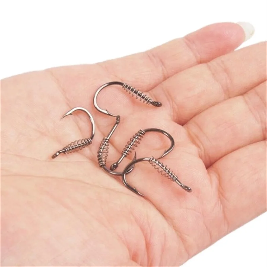 High Carbon Stahl Frühling Haken 20 Teile/los Stacheldraht Wirbel Karpfen Jig Fliegen Angelhaken Mit Loch – Detail 5