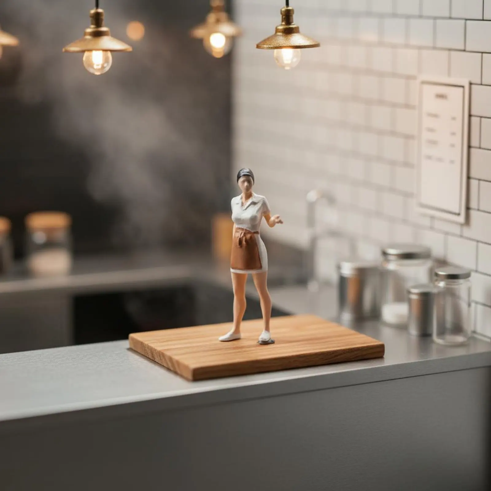 

1:64 Scale Female Vendor Figure Realistic Design 1:64 Miniature Scale Female Figure Miniature Chef Model Highly Detailed