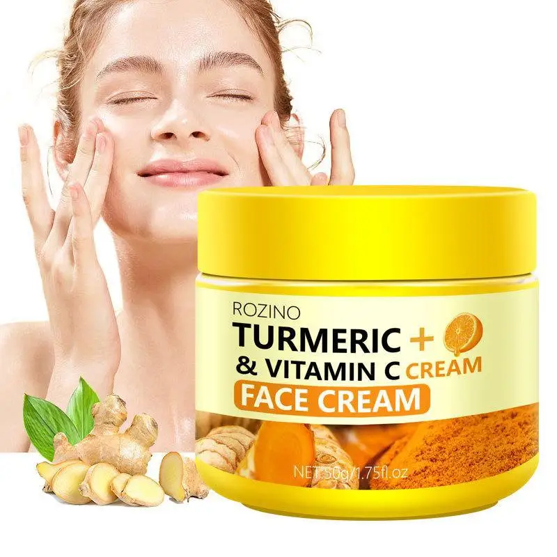 Crème pour le visage au curcuma VC crème contrôle de l'huile brillant éclaircir le teint réduit les taches foncées crème hydratante 50g