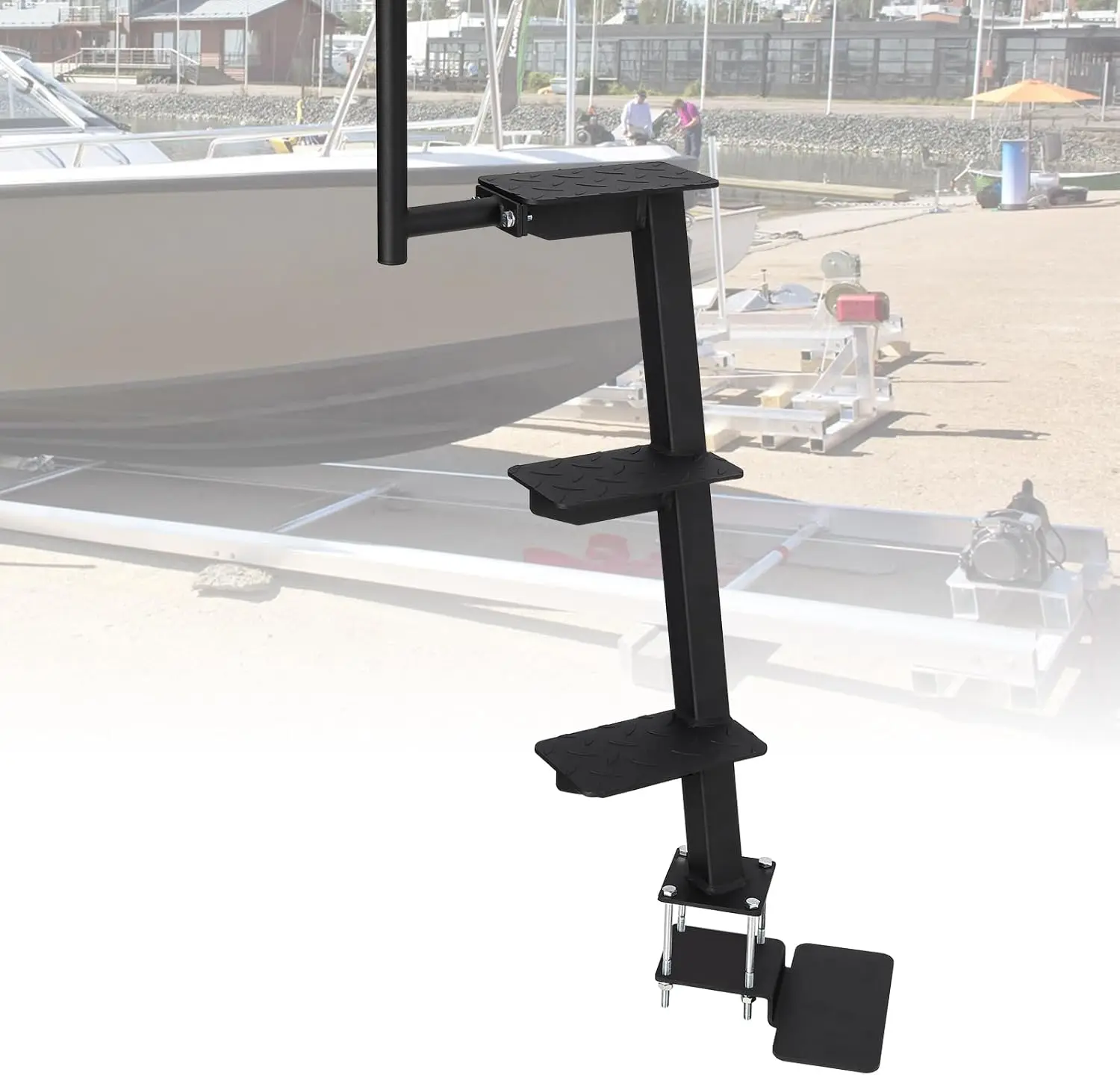 خطوة مقطورة القارب شديدة التحمل، سطح غير قابل للانزلاق، مناسبة عالمية للوصول إلى لسان المقطورة، سعة تحميل 460 رطلاً #3