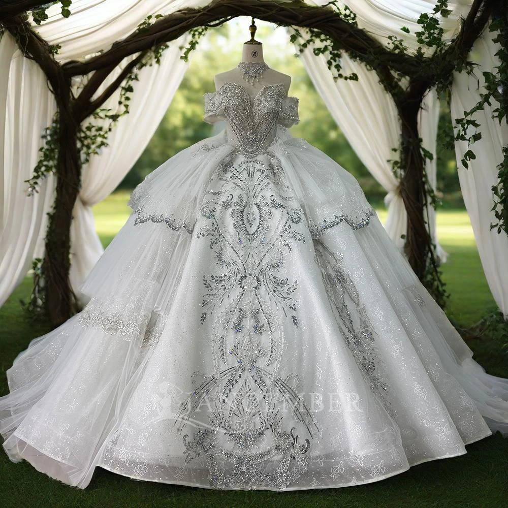 

Customized Superfine Surprise Price Wedding Dresses Ball Gown Sweetheart Short Sleeves Suknia ślubna Beading Backless XS039