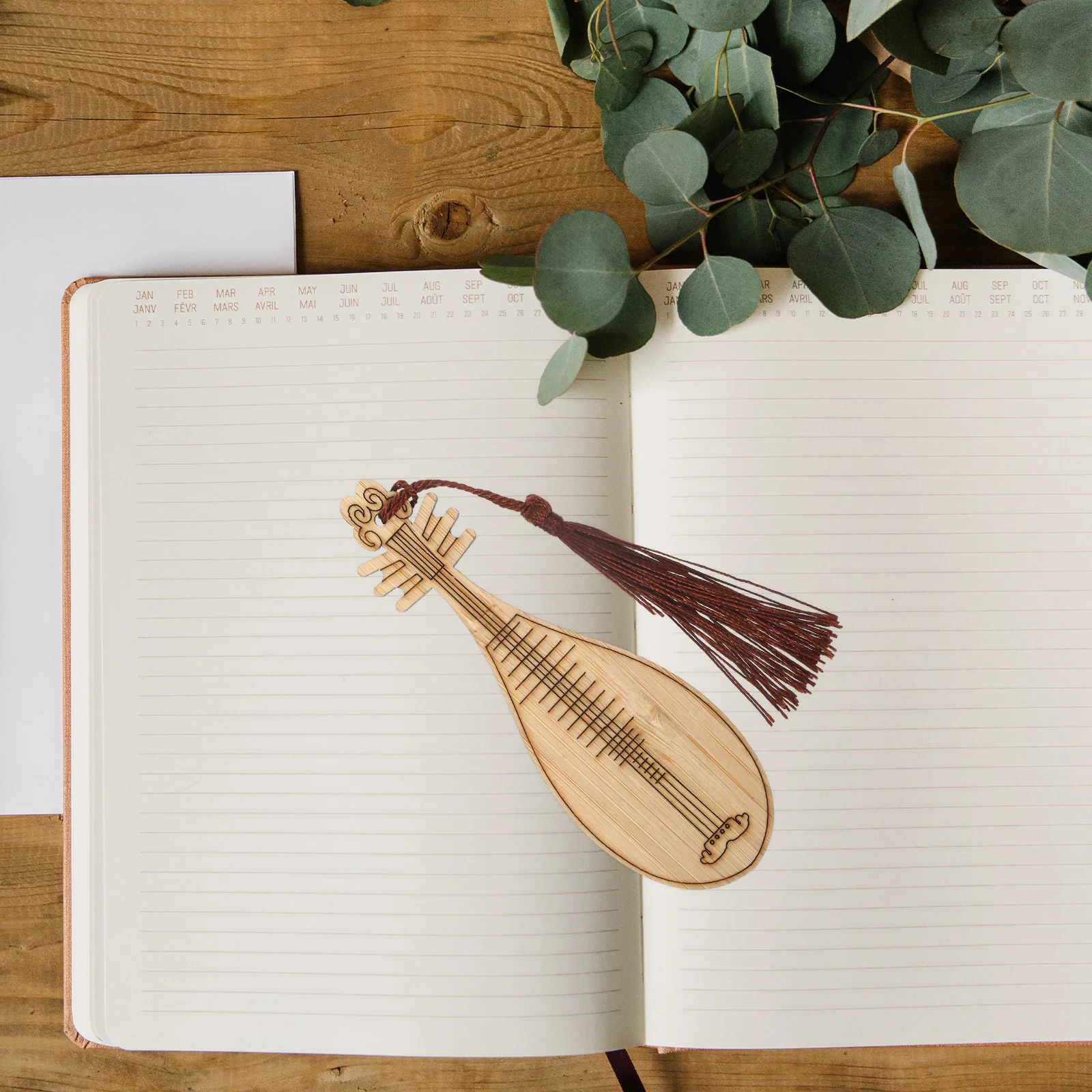4 Pcs Pipa Bookmark Tassels Markers for Women Bamboo Bookmarks with Chinese Ancient Costume Wooden