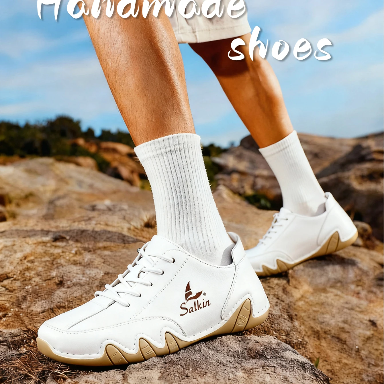 

Spring Fashion Handmade Sfot Leather Casual Men Trekking Shoes Outdoot Sneakers Man Loafers Breathable Fall Flats Driving Shoes