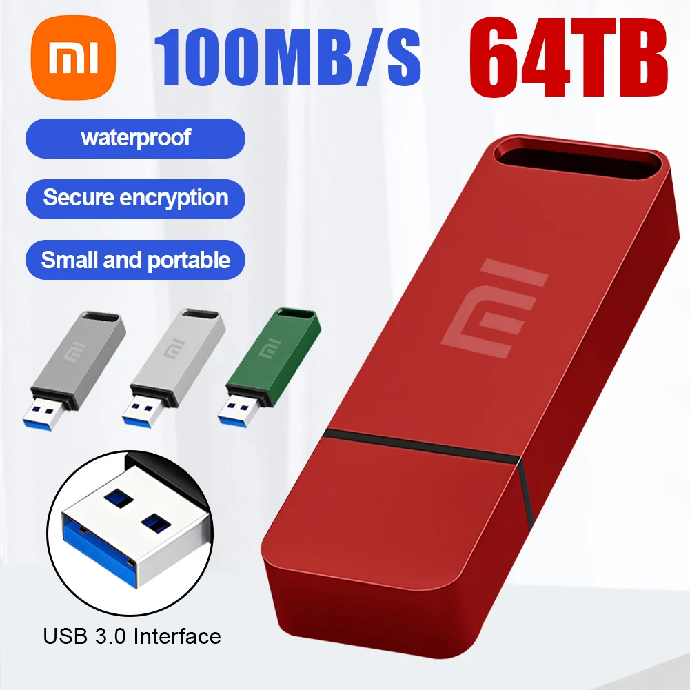 Xiaomi 64TB 16TB USB Flash Drive USB3.2 High Speed Transfer Type C U Flash Portable Mini Pen Drive Memory Waterproof Pendrive