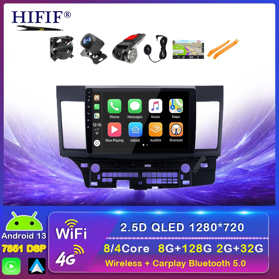 4G + 64G Android 13 For Mitsubishi Lancer 9 10 2007 - 2012 Car Radio Multimedia Video Player Navigation GPS 2 din dvd