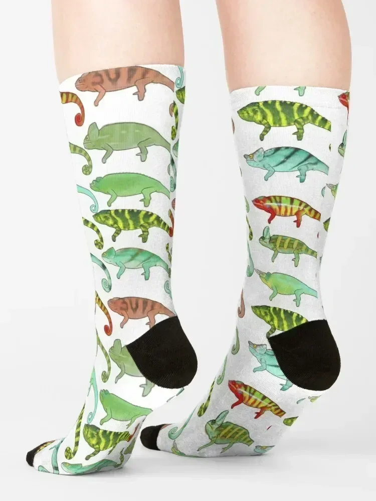 Collection of Chameleons Release 1 Socks retro New year's floor with print Socks Ladies Men's