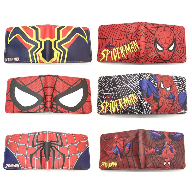 41 Types Anime Venom Spider-Man Cartoon PU Wallet Creative Simple Foldable Coin Purse Multifunctional Card Boys Gift