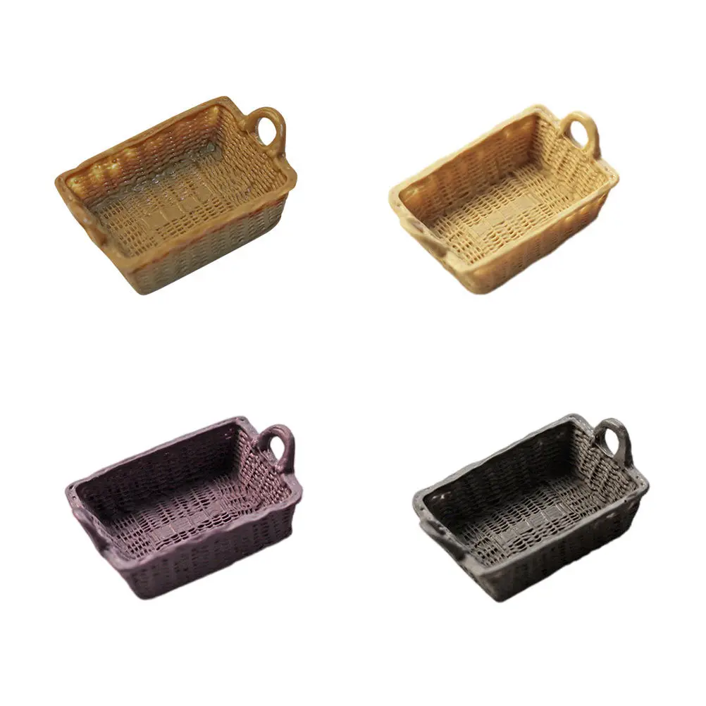 4Pcs Compact Resin Basket Decor Set Perfect for Micro Scene Arrangement Creative Home Styling Miniature Ornament Kit