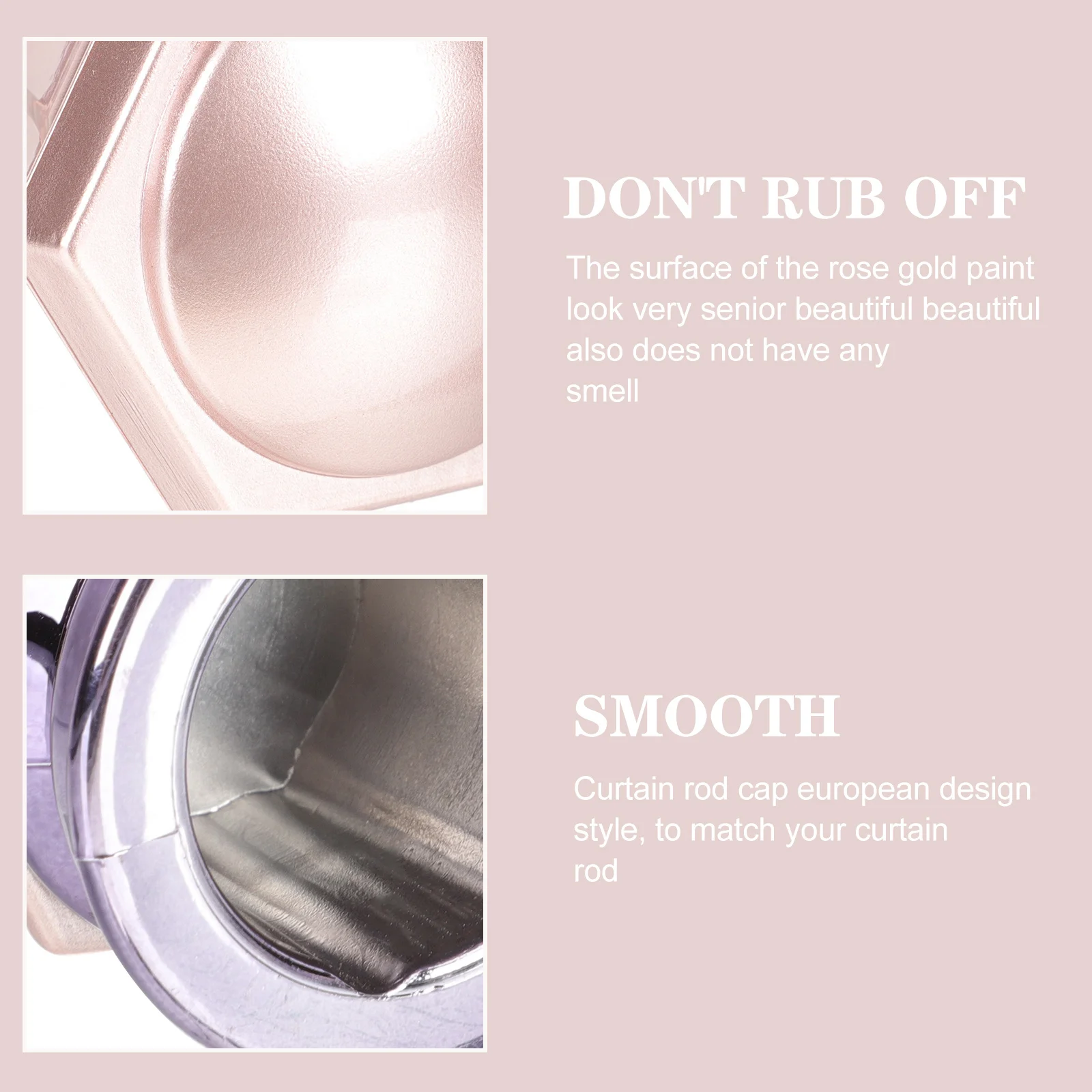 2pcs Rose Gold Decorative Curtain Pole Ends Metal Finials For Window Drapery Rods Bedroom Living Room Home Decoration