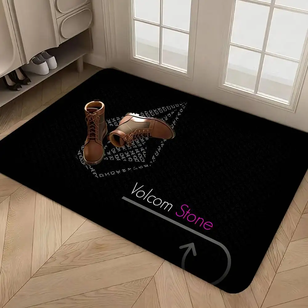 V-Volcom LOGO Floor Mat Anti-slip Absorb Water Long Strip Cushion Bedroon Mat Alfombra