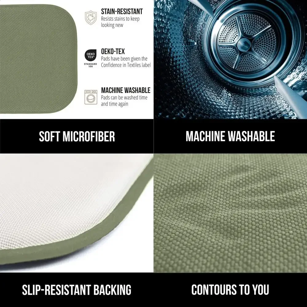 

Нескользящие подушки для стульев из пены с эффектом памяти, без завязок, набор из 4 штук, 16x16, цвет шалфей, идеально подходят для обеденных, кухонных, офисных и кресел-качалок.