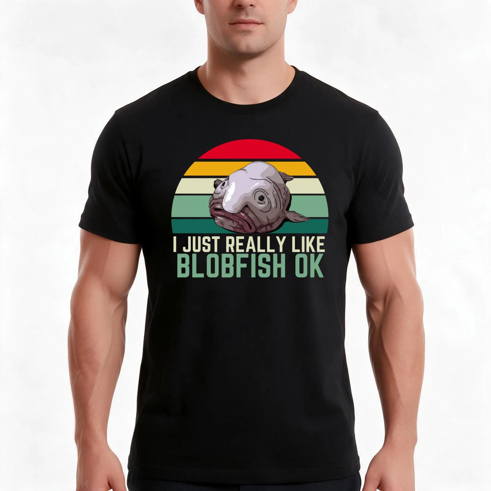 I Just Really Like Blobfish OK, Love Blobfish T-Shirt, Summer Casual Cotton Tee, Oversized Streetwear Tops, Unisex Men Women
