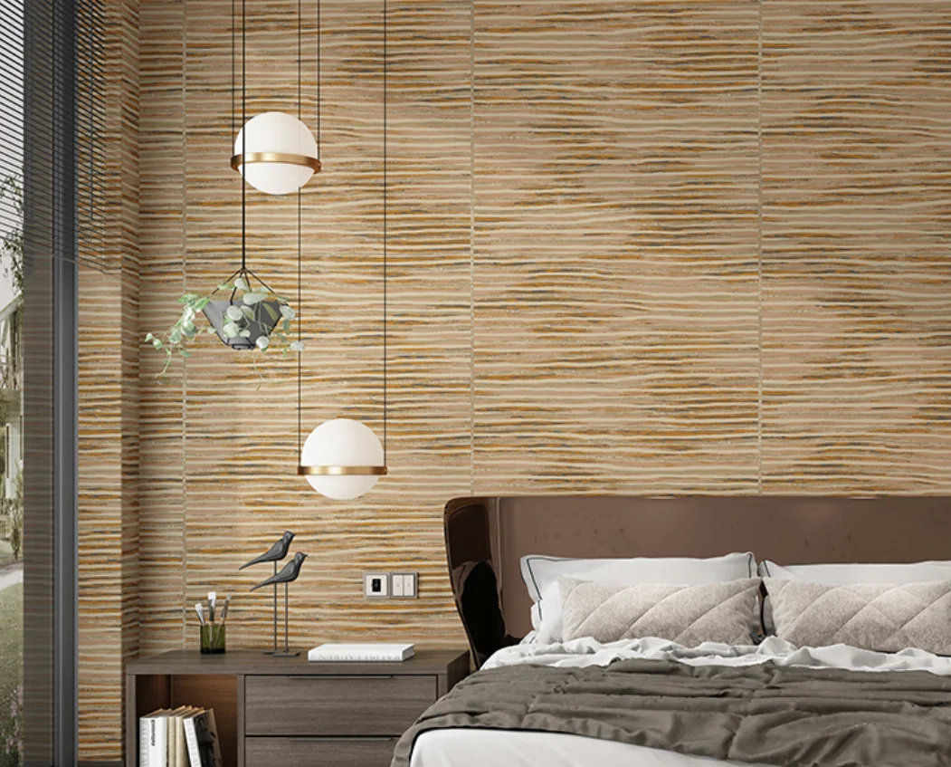 High-end rattan straw woven linen wall paper Japanese-style living room bedroom background wall wallpaper papel de parede