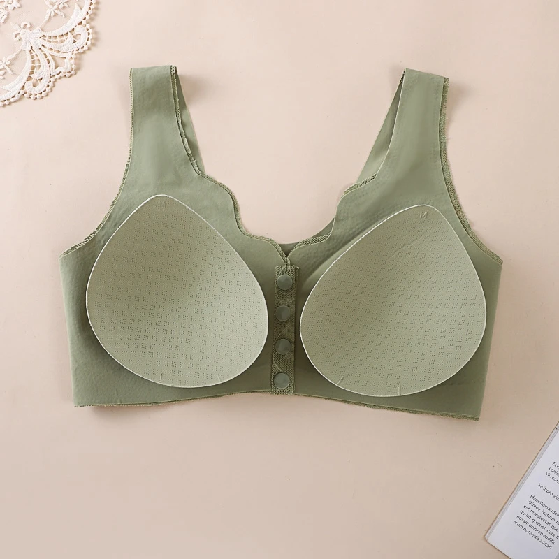 Soft Cups Before The Button In The Elderly Underwear Breathable Women Without Steel Ring Tank Top Lace Large Size Bra For Women