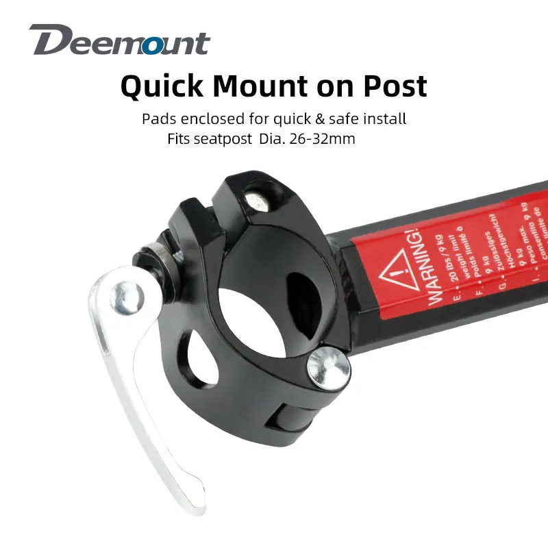 Deemount Bicycle Luggage Carrier Rear Cargo Alloy Rack Seatpost Trunk Bag Holder Stand Fit Seat Post Dia. 25-34mm Load 9kg
