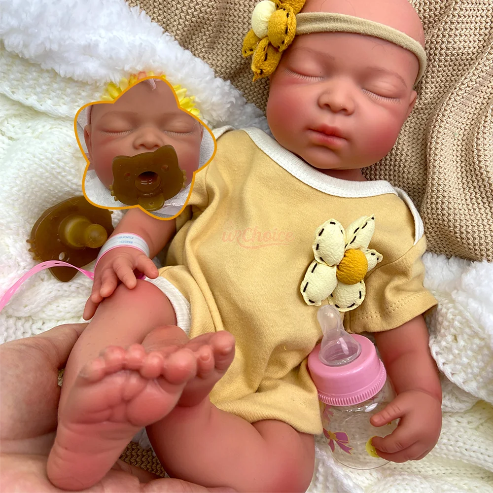 

17-дюймовая силиконовая кукла-реборн, реалистичная силиконовая новорожденная девочка с 3D-кожей и видимыми венами, подарок на день рождения для девочек