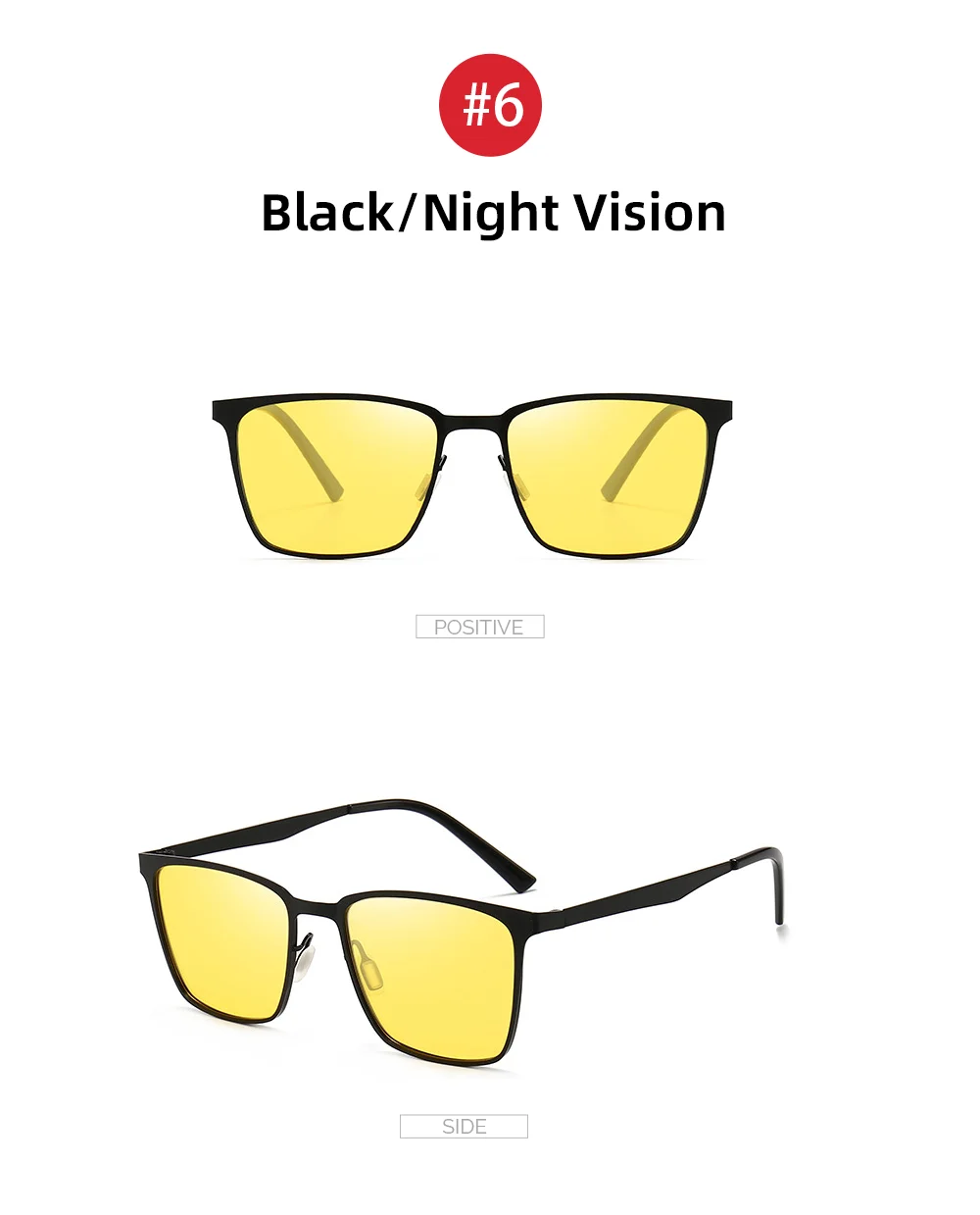 VIVIBEE Klassische Rechteck Polarisierte Sonnenbrille Männer Mattschwarz UV400 Fashion Square Sonnenbrille Federscharnier Driving Shades – Detail 15