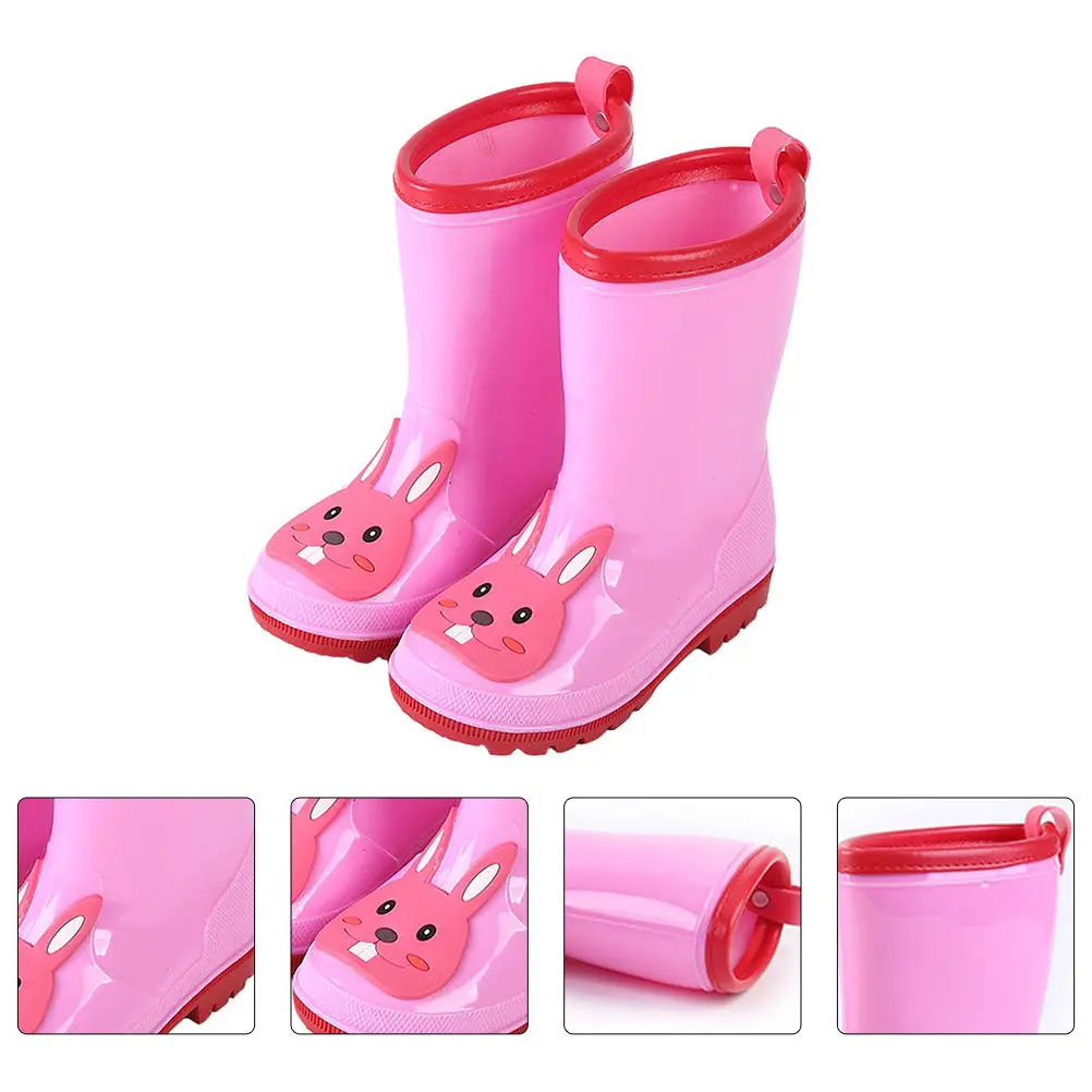 

Cartoon Rain Boots PVC Water Shoes Waterproof Anti Skid Pink Kids Lightweight Non Slip Soles Protect Shoes Rain Mud Hotels